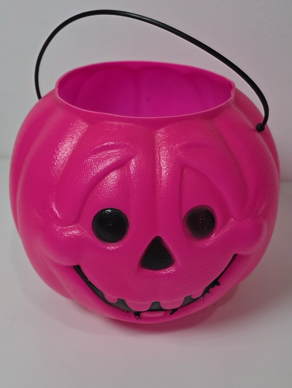 🎃 VTG Halloween Pink Pumpkin Candy Bucket Pail Blow Mold General